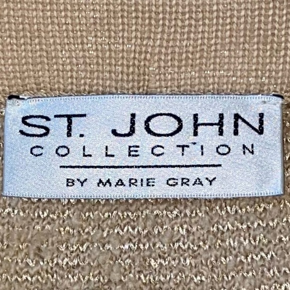 St. John Tan Boucle Knit Long Jacket and Skirt - Picture 8 of 9